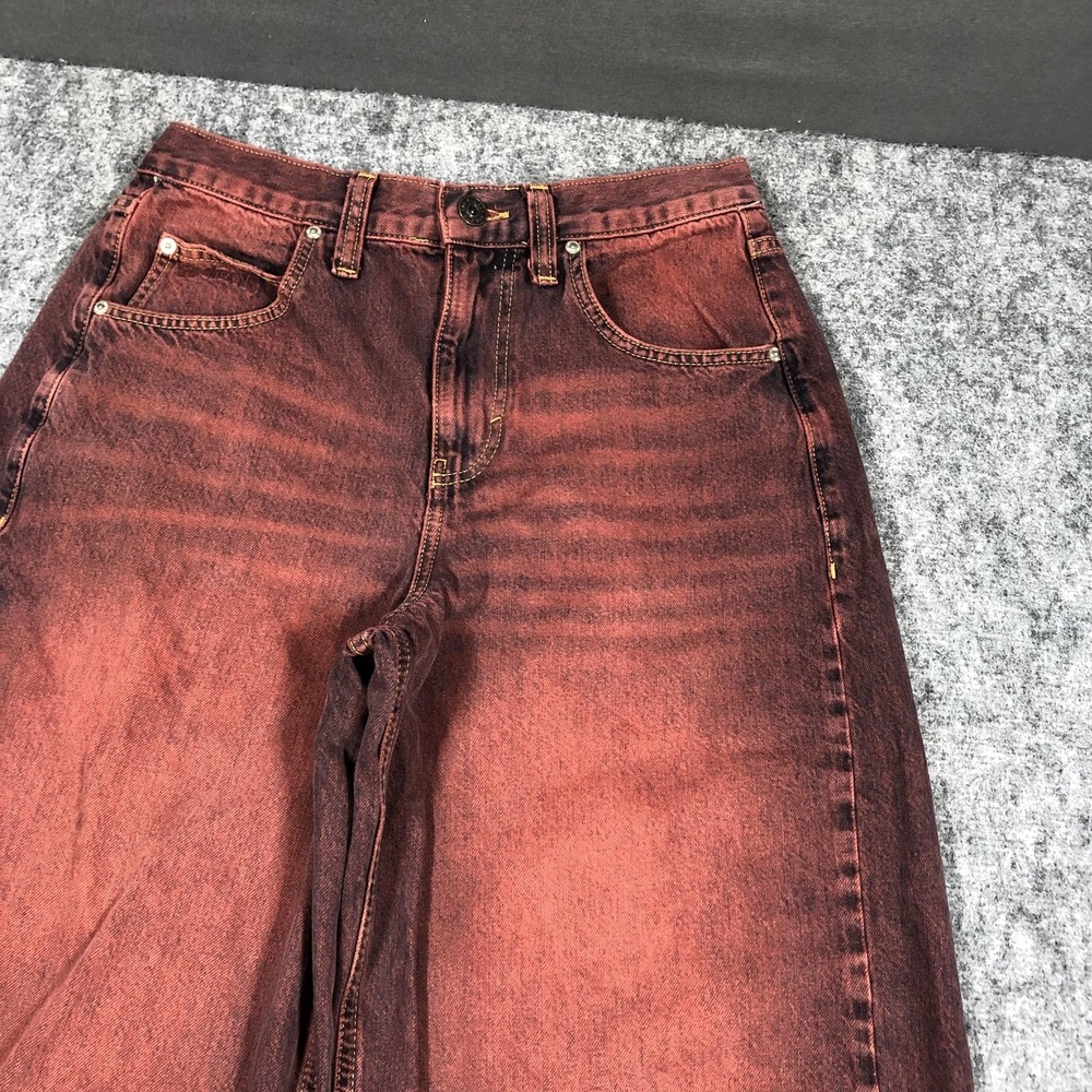 BDG Jeans Womens 28W Red High Rise Wide Leg Adjustable Waist Denim Relaxed - Picture 4 of 16